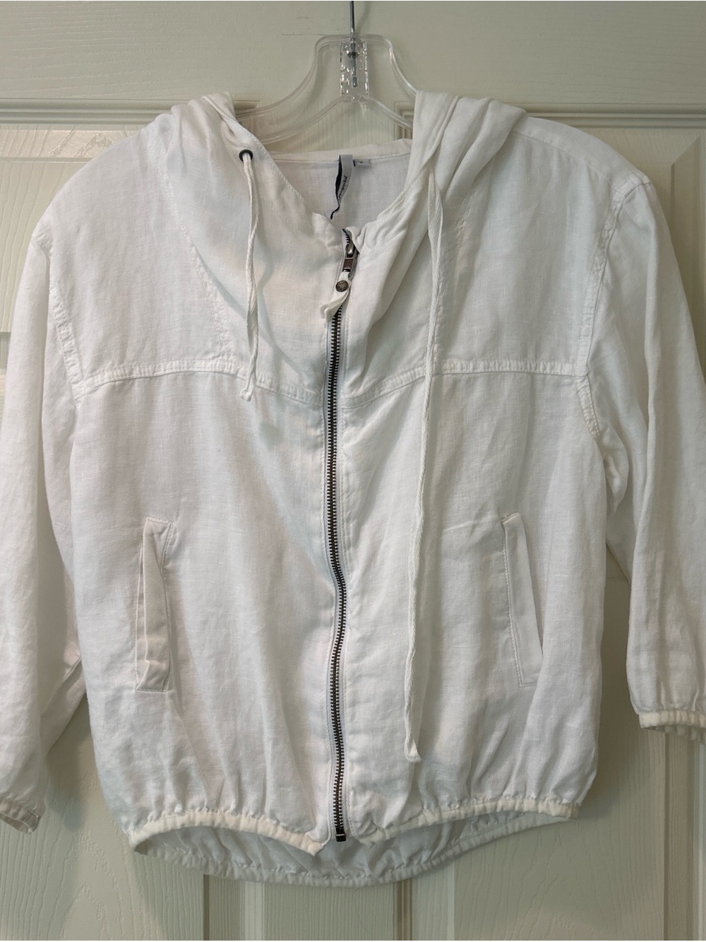 Michael Stars White Lightweight Hooded Zip-Up Jacket